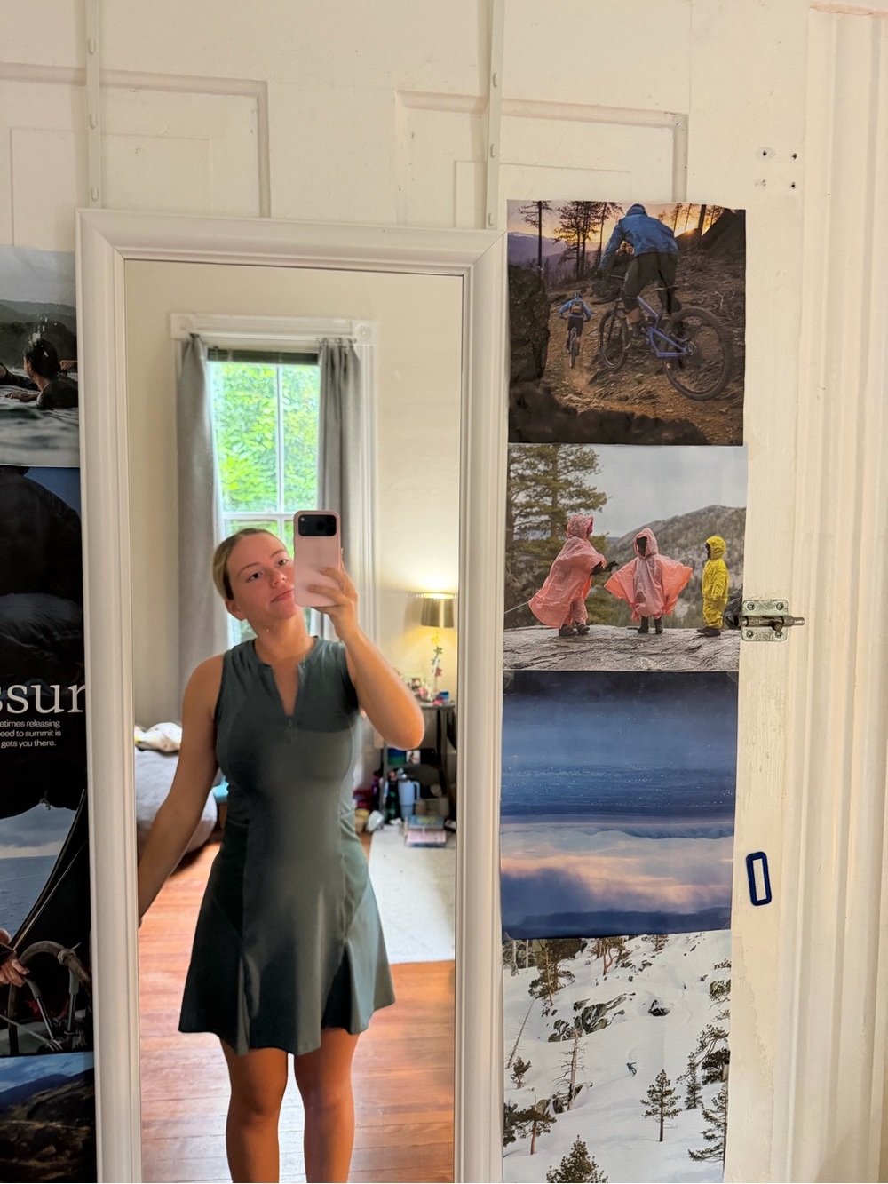Sleeveless A-Line Dress in Deep Olive Blue Green (matching biker shorts included